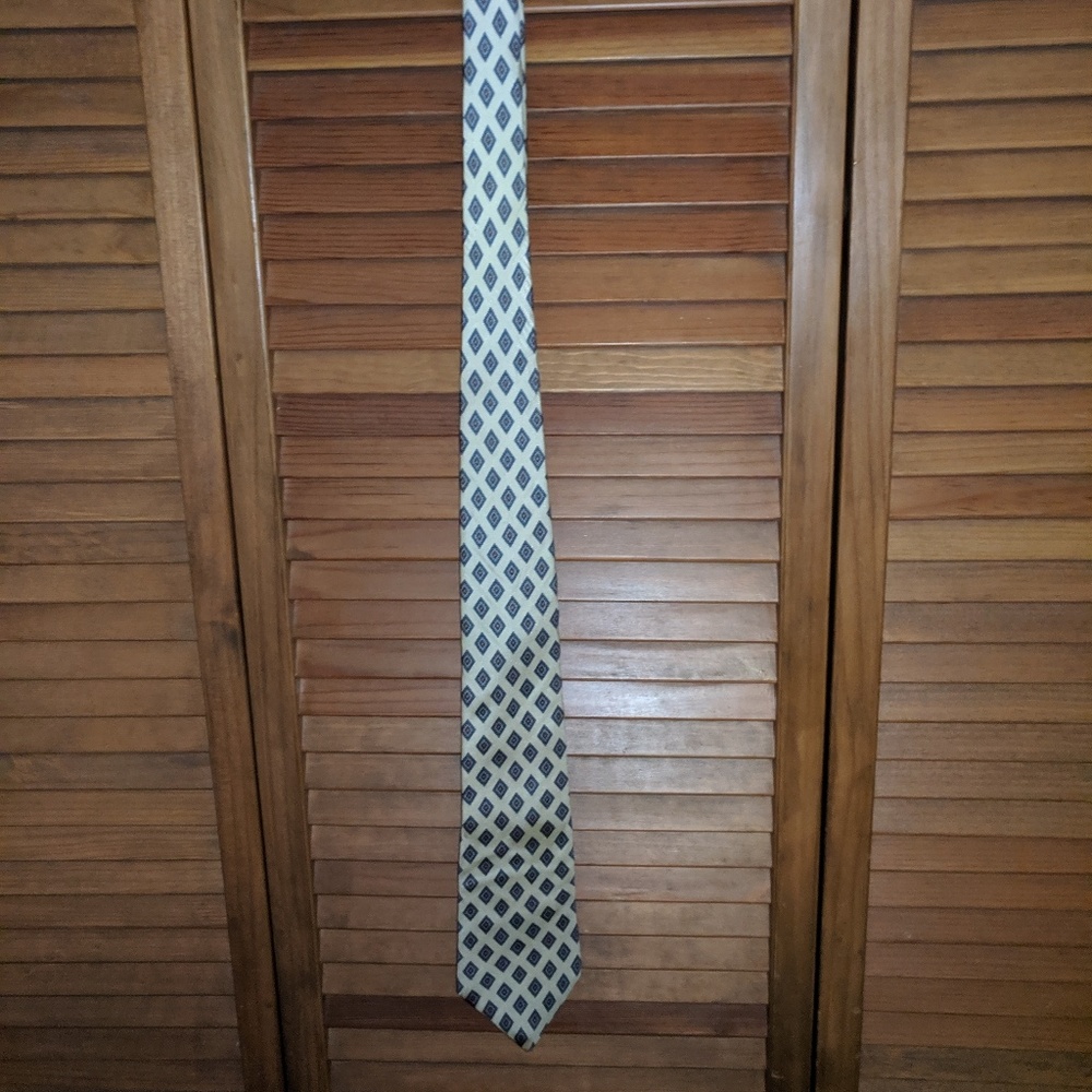 Dior Tie Gold and Blue Diamond Print